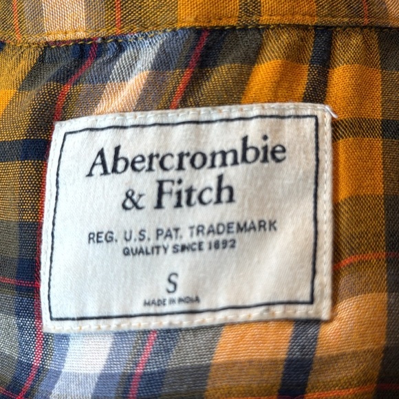 Abercrombie & Fitch Women’s Rust Orange Plaid Flannel Shirt W/Embroidere… - Picture 5 of 8